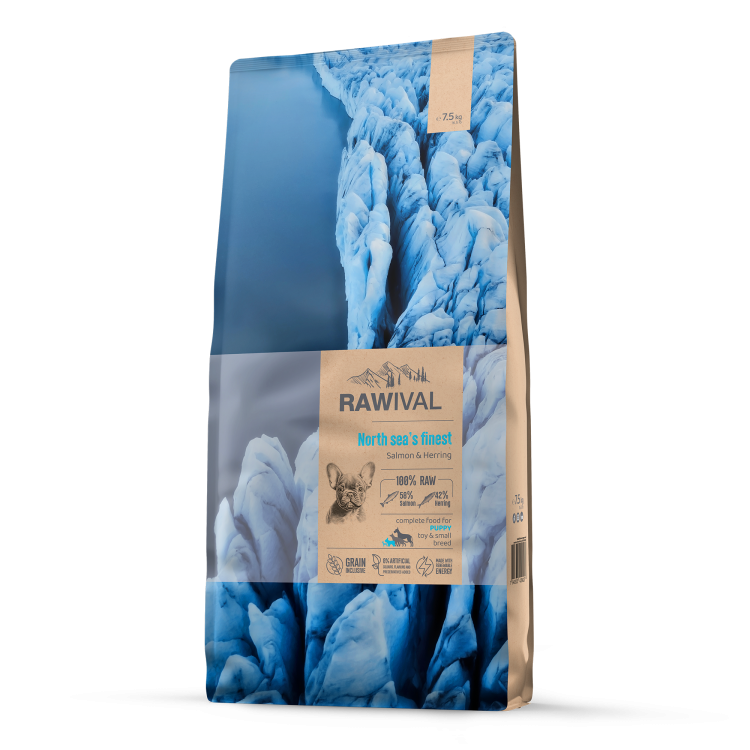 RAWIVAL ЛОСОСЬ и СЕЛЬДЬ для щенков MINI 7,5кг