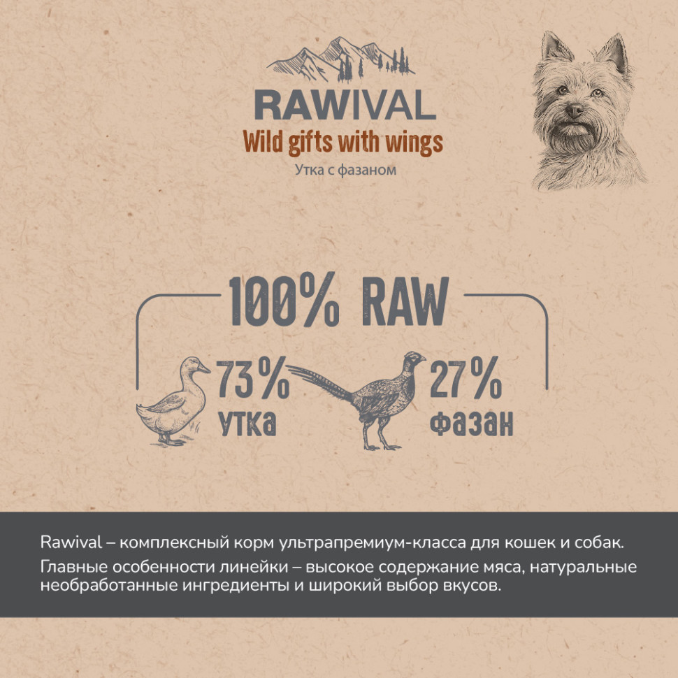 RAWIVAL УТКА и ФАЗАН для собак MINI 7,5кг