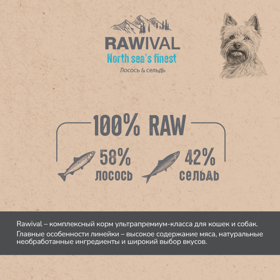 RAWIVAL ЛОСОСЬ и СЕЛЬДЬ для собак MINI 7,5кг
