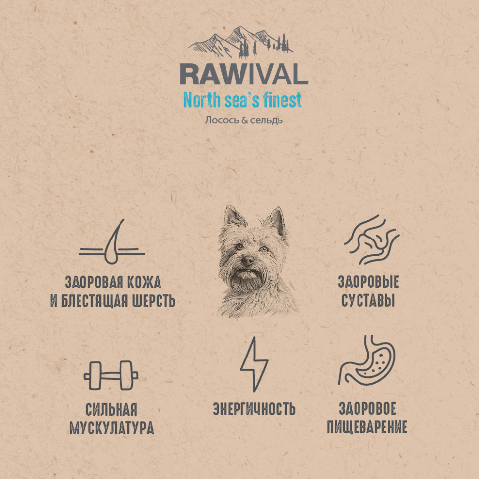 RAWIVAL ЛОСОСЬ и СЕЛЬДЬ для собак MINI 7,5кг