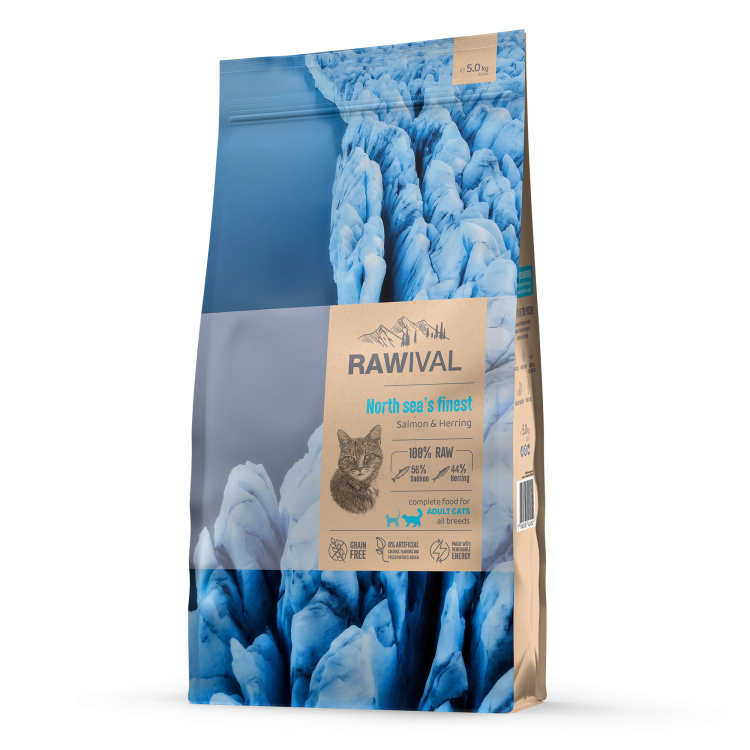 RAWIVAL ЛОСОСЬ и СЕЛЬДЬ для взрослых кошек 5 кг
