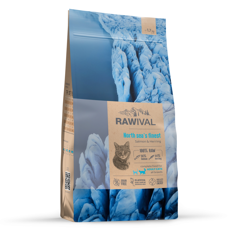 RAWIVAL ЛОСОСЬ и СЕЛЬДЬ для взрослых кошек 1,7кг